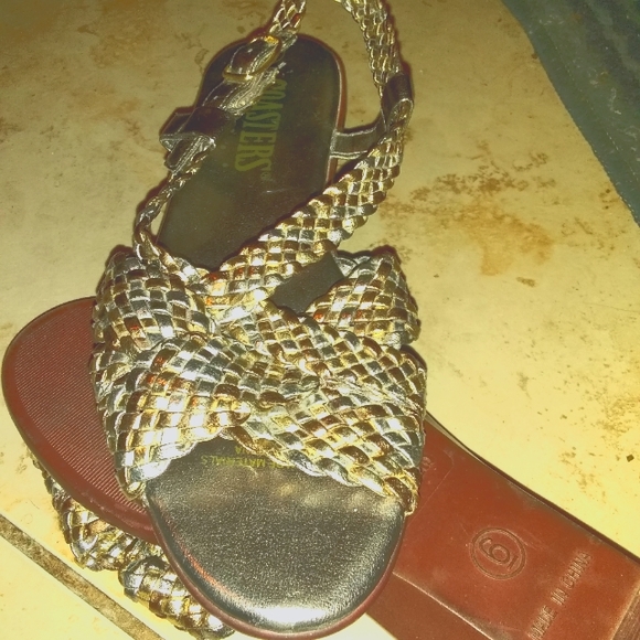 Gold, copper and Silver leather Sandals - Picture 1 of 7